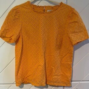 J Crew medium Orange Eyelet Lace Top